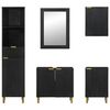 vidaXL Juego de muebles de ba&ntilde;o 5 pzas madera de ingenier&iacute;a negro