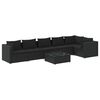 vidaXL Set de muebles de jard&iacute;n 7 pzas y cojines rat&aacute;n sint&eacute;tico negro