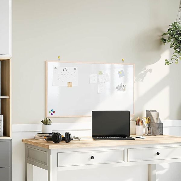 vidaXL Pizarra magn&eacute;tica con marco de madera de pino macizo 100x55 cm