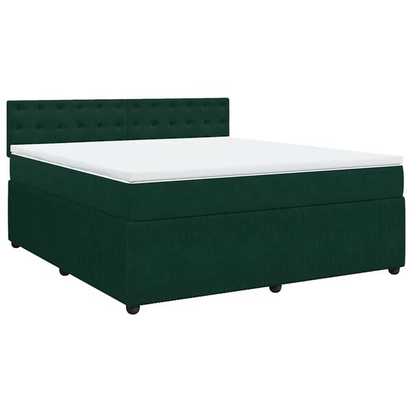 vidaXL Cama box spring con colch&oacute;n terciopelo verde oscuro 180x200 cm