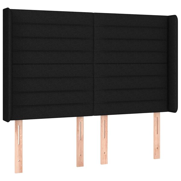 vidaXL Cabecero con LED de tela negro 147x16x118/128 cm