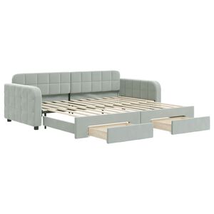 vidaXL Sof&aacute; cama nido con cajones terciopelo gris claro 90x200 cm