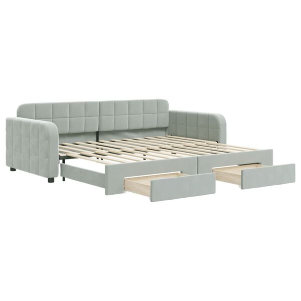 vidaXL Sofá cama nido con cajones terciopelo gris claro 90x200 cm