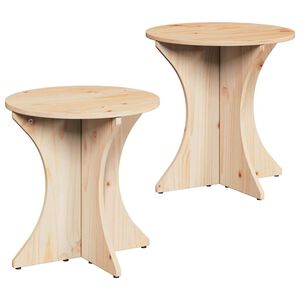 vidaXL Mesa de Caf&eacute; 2 pcs Natural Madera maciza de pino