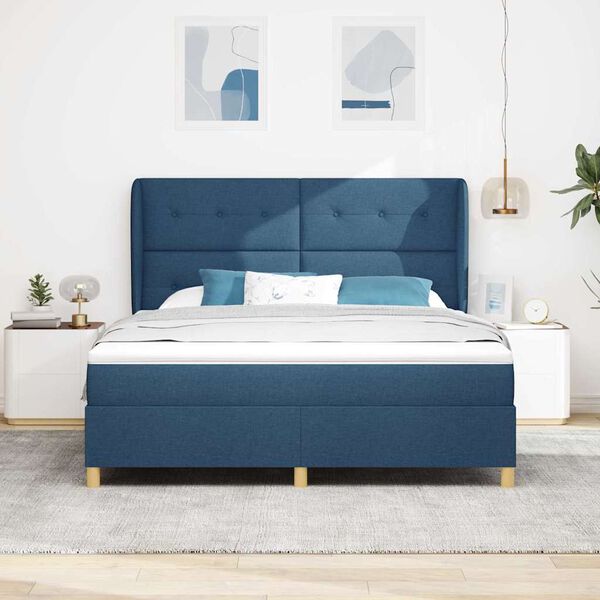 vidaXL Cama con Somier y Colch&oacute;n Gris Oscuro 90x190 cm de Tela Azul