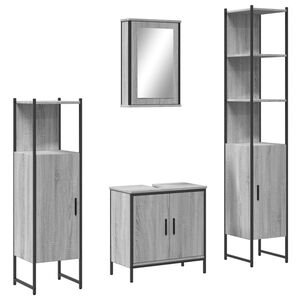 vidaXL Set de muebles de ba&ntilde;o 4 pzas madera contrachapada gris sonoma