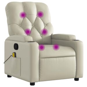 vidaXL Sill&oacute;n reclinable de masaje cuero sint&eacute;tico crema