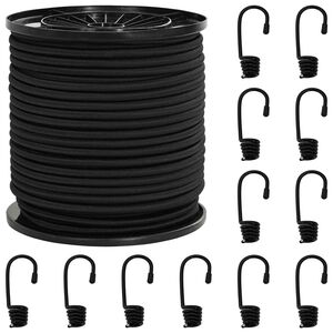 vidaXL Cuerdas el&aacute;sticas con ganchos 4 mm Negro PP y goma