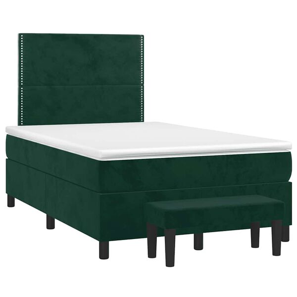 vidaXL Cama box spring con colch&oacute;n terciopelo verde oscuro 100x200 cm