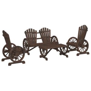 vidaXL Juego de muebles de jard&iacute;n 4 piezas madera maciza de abeto