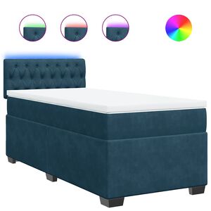 vidaXL Cama box spring con colch&oacute;n terciopelo azul 90x200 cm