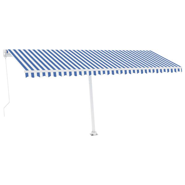 vidaXL Toldo de pie retr&aacute;ctil manual azul y blanco 500x350 cm