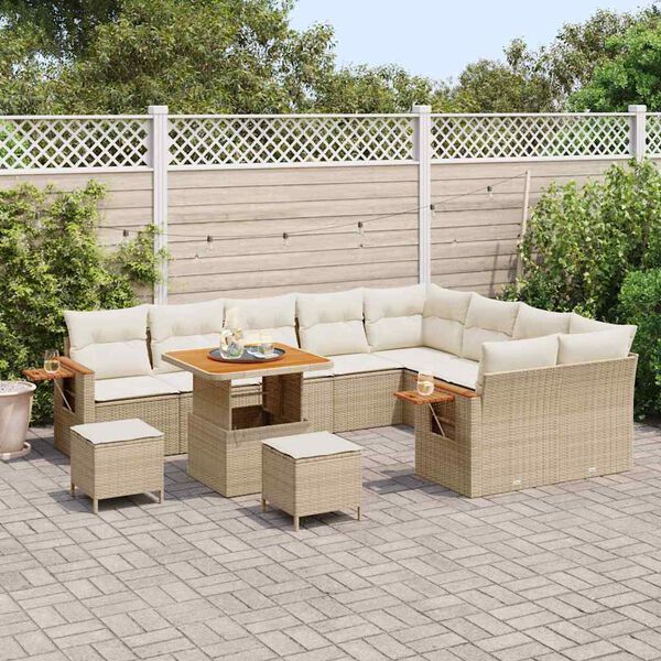 vidaXL Conjunto de sof&aacute;s de jard&iacute;n con coj&iacute;n 13 pcs Beige y Crema