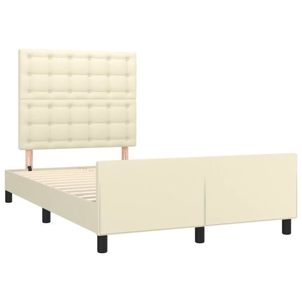 vidaXL Estructura de cama sin colch&oacute;n cuero sint&eacute;tico crema 120x200 cm