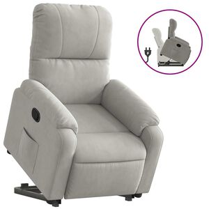 vidaXL Sill&oacute;n reclinable elevable tela de microfibra gris claro