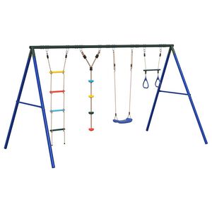 vidaXL Set de columpios, trapecio, escalera y cuerda de discos