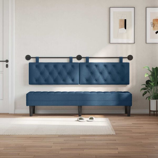 vidaXL Cabecera Colgante Montaje en la pared Azul 170 x 55 x 7 cm tela