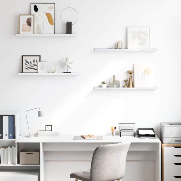 vidaXL Estante de pared con estante 4 pcs M&aacute;rmol 80 x 9 x 3 cm