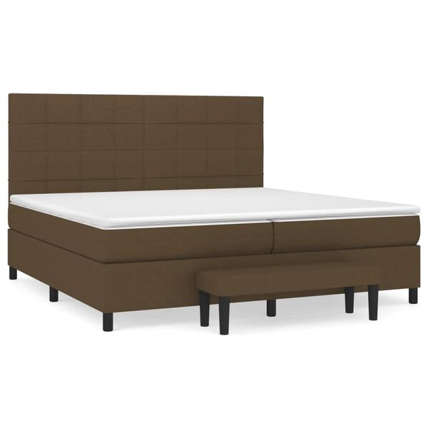 vidaXL Cama box spring con colch&oacute;n tela marr&oacute;n oscuro 200x200 cm