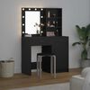 vidaXL Conjunto de mesa de vestidor con LED 2 pcs Roble Negro
