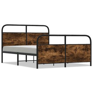 vidaXL Estructura de cama sin colch&oacute;n metal roble ahumado 137x190 cm
