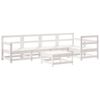 vidaXL Juego de muebles jardín 6 piezas y cojines madera maciza blanco