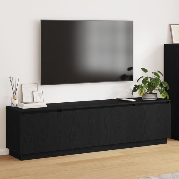 vidaXL Mueble de TV con LED Roble negro 180 x 38 x 49 cm