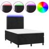 vidaXL Cama box spring con colch&oacute;n y LED terciopelo negro 120x190 cm