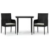 vidaXL Set comedor de jard&iacute;n 3 pzas con cojines rat&aacute;n sint&eacute;tico negro