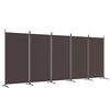 vidaXL Biombo divisor de 5 paneles de tela marr&oacute;n 433x180 cm