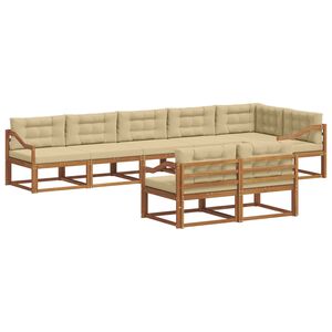 vidaXL Conjunto de sof&aacute;s de exterior con coj&iacute;n 8 pcs Natural y Beige