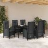 vidaXL Conjunto de Comedor de Jard&iacute;n 7 pcs Negro rat&aacute;n sint&eacute;tico