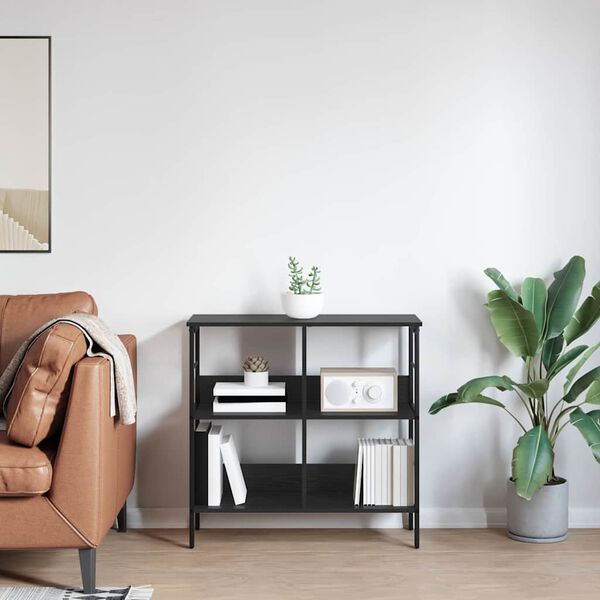 vidaXL Estante de libros Roble Negro 82 x 32 x 79 cm