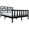 vidaXL Estructura de cama doble sin colch&oacute;n madera maciza negro