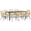 vidaXL Juego comedor jard&iacute;n 9 pzas cojines rat&aacute;n sint&eacute;tico marr&oacute;n