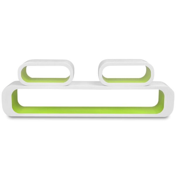 3 cubos estantes exhibidores flotantes de tablero DM blanco-verde