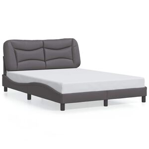 vidaXL Estructura de cama sin colch&oacute;n Hvar cuero sint&eacute;tico gris 140x190 cm