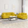 vidaXL Juego de sof&aacute;s con cojines 2 piezas terciopelo amarillo