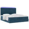 vidaXL Cama otomana con colchones y luces LED azul oscuro 200x200 cm