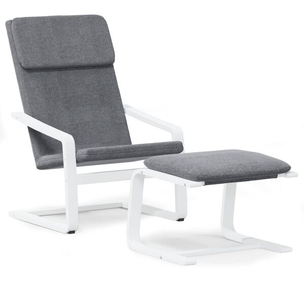 vidaXL Sill&oacute;n de relax con taburete tela gris oscuro