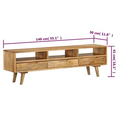 vidaXL Mueble para TV de madera de mango maciza 140x30x41 cm