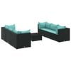 vidaXL Set de muebles de jard&iacute;n y cojines 7 pzas rat&aacute;n sint&eacute;tico negro