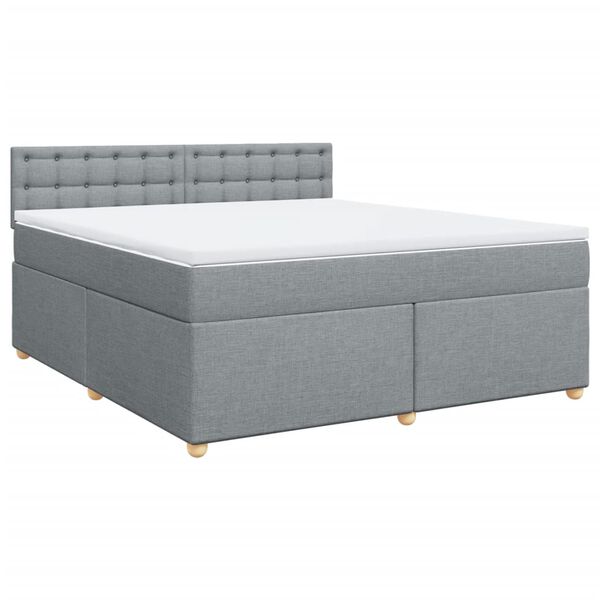 vidaXL Cama box spring con colch&oacute;n tela gris claro 180x200 cm