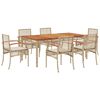 vidaXL Set comedor de jard&iacute;n 7 pzas con cojines rat&aacute;n sint&eacute;tico beige