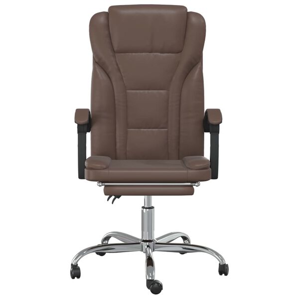 vidaXL Silla de oficina reclinable cuero sint&eacute;tico marr&oacute;n