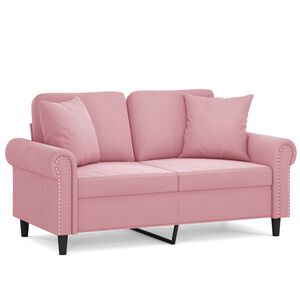 vidaXL Sof&aacute; de 2 plazas con cojines terciopelo rosa 120 cm