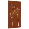 vidaXL Adorno de pared de jard&iacute;n acero corten dise&ntilde;o flores 105x55 cm