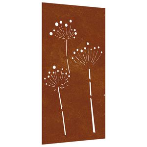 vidaXL Adorno de pared de jard&iacute;n acero corten dise&ntilde;o flores 105x55 cm