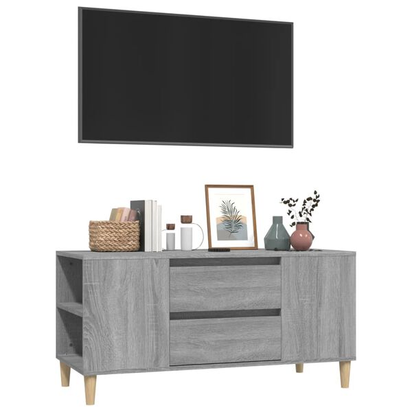 vidaXL Mueble de TV madera contrachapada gris Sonoma 102x44,5x50 cm