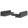 vidaXL Set de muebles de jard&iacute;n 9 pzas y cojines rat&aacute;n sint&eacute;tico gris